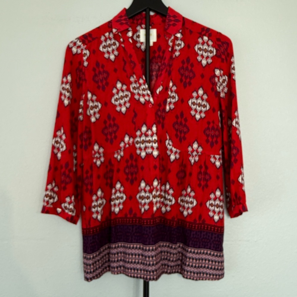 Anthropologie Maeve Floral Button Down Blouse Boho Lightweight Women Size 6 - Picture 11 of 14